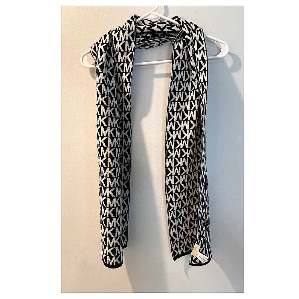 Michael Kors black and white MK scarf
